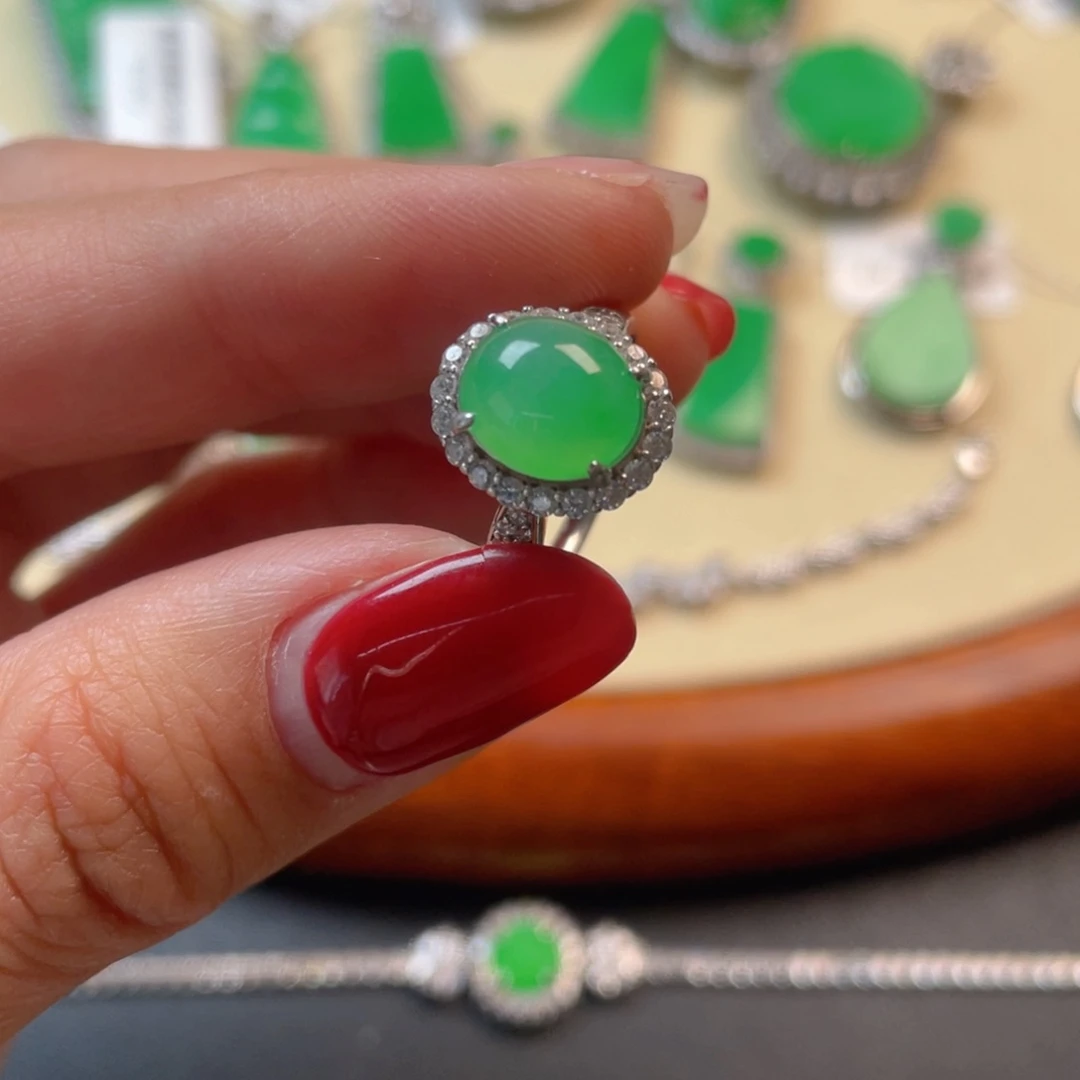 翡翠吊坠(不含链)银S925镶嵌戒指