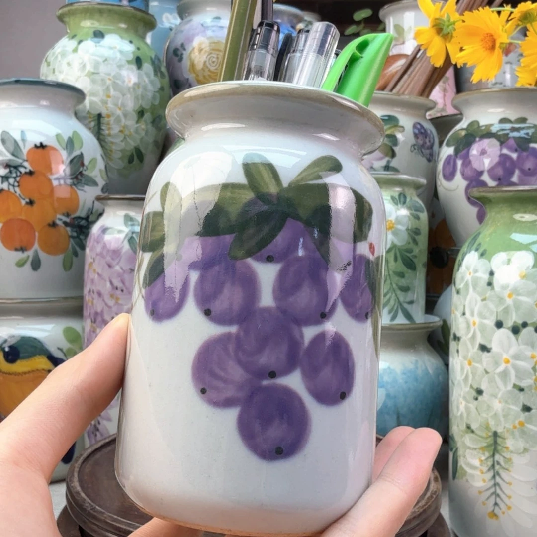 瓶景德镇纯手绘陶瓷花瓶无孔