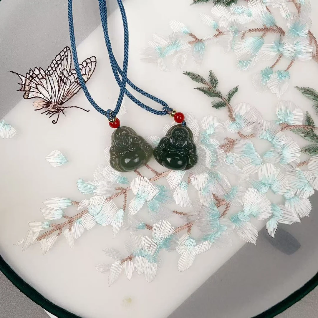 和田玉高冰晴弥勒佛吊坠 多样性发货拍一单发一个