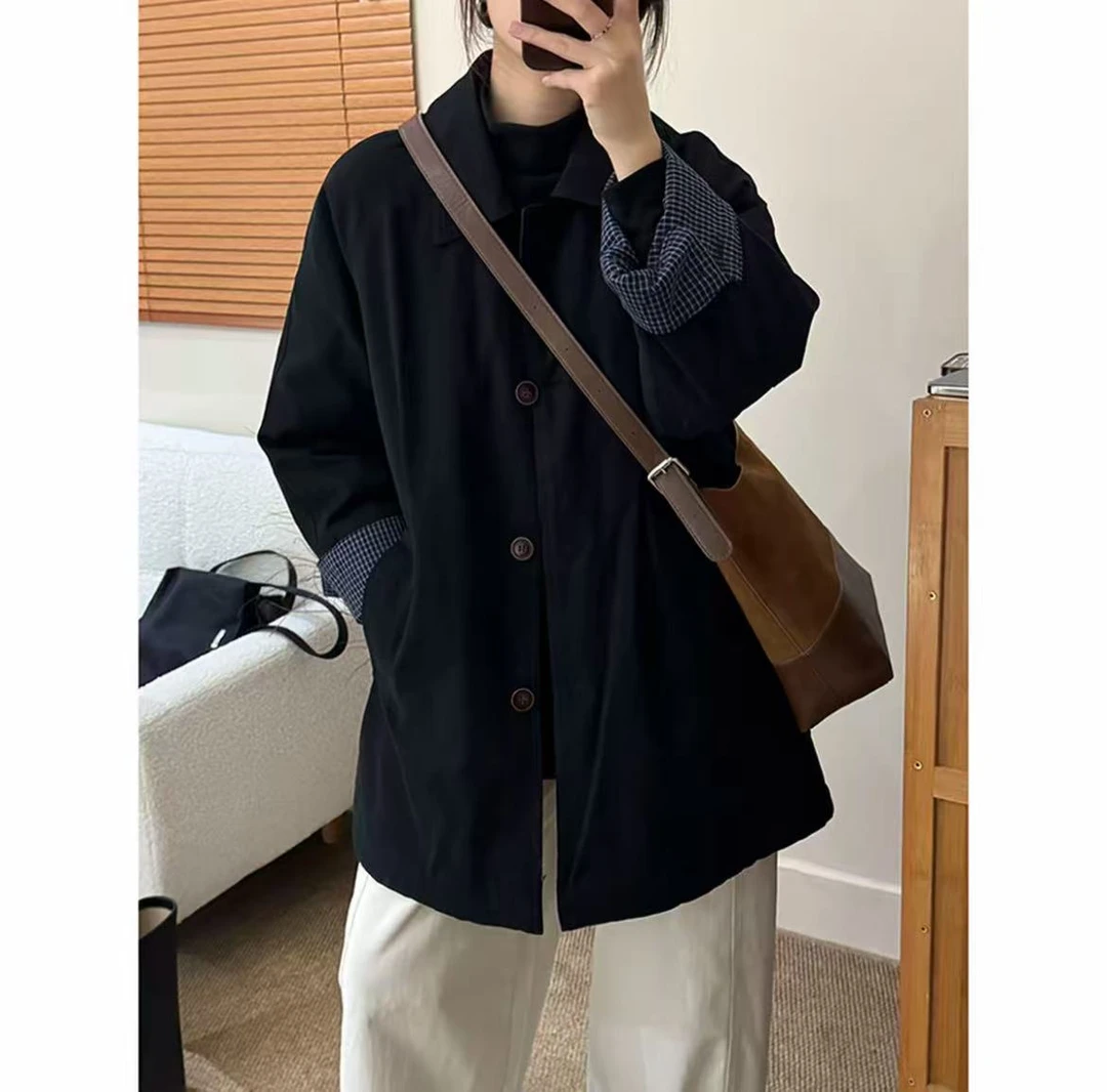 2025日系棉服冬季新款宽松休闲百搭小个子中长款棉服工装外套