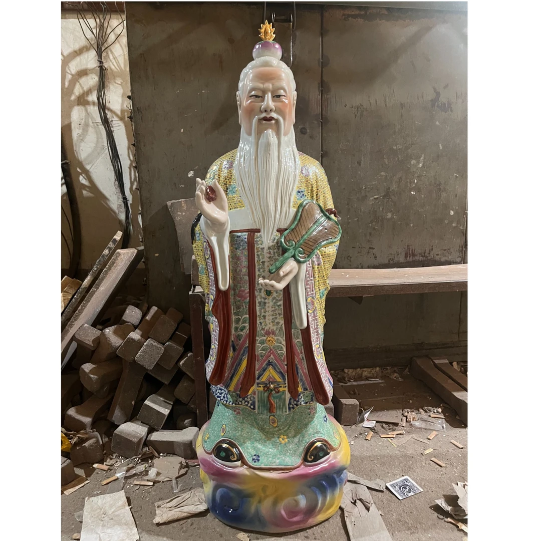老款站像太上老君景德镇重工粉彩道德经老子论经家用吉祥收藏摆件