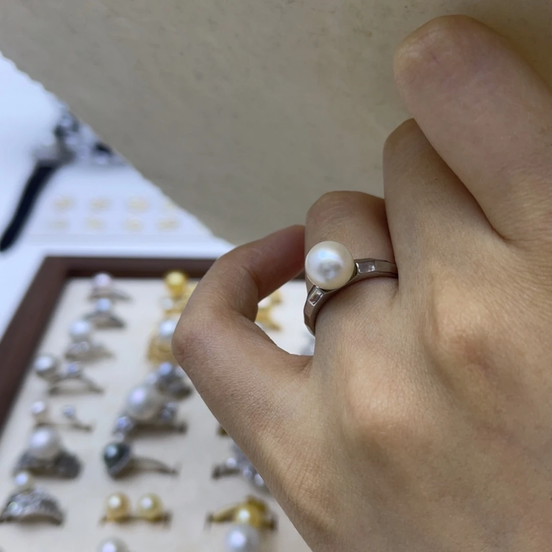 银S925镶嵌淡水珍珠戒指