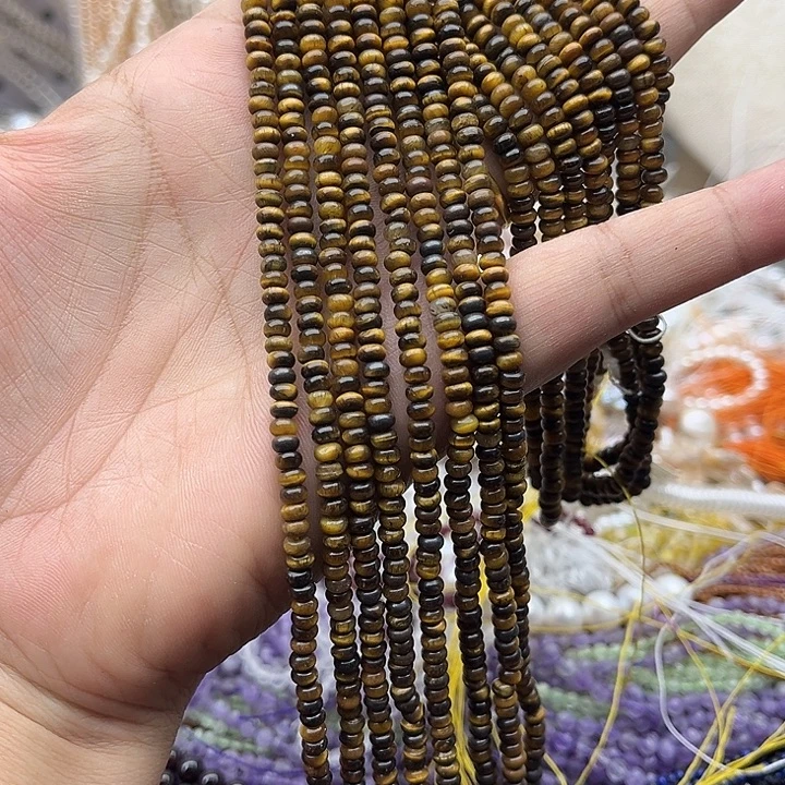 玛瑙/玉髓未镶嵌珠宝半成品一条4mm左右虎眼石算盘珠