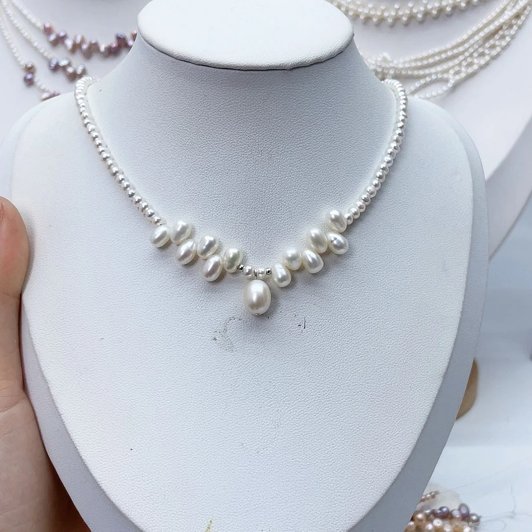 颈饰银S925镶嵌淡水珍珠