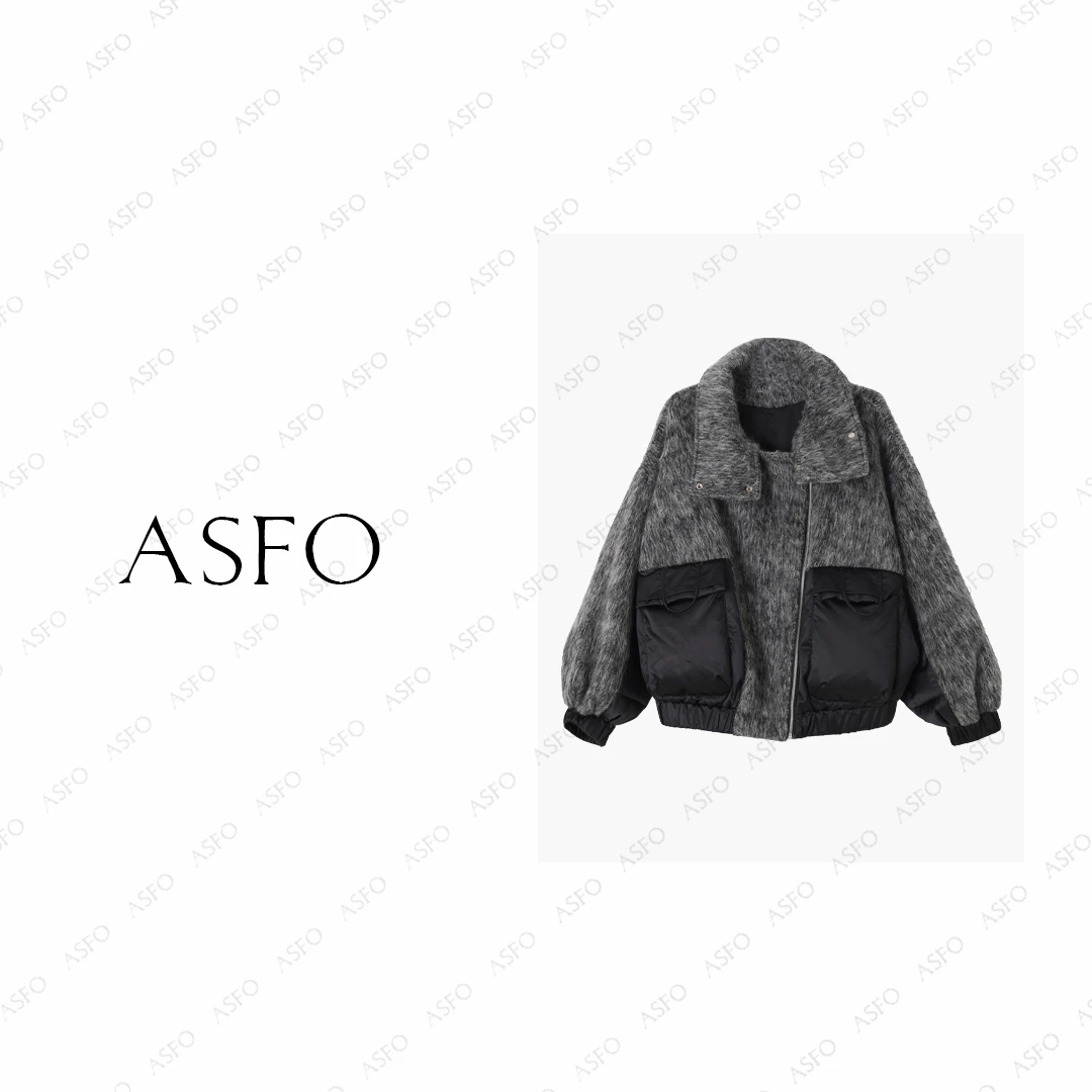 【AS马赛克】25新定制面料拼接高级保暖90白鹅绒服AS25DYRF04991
