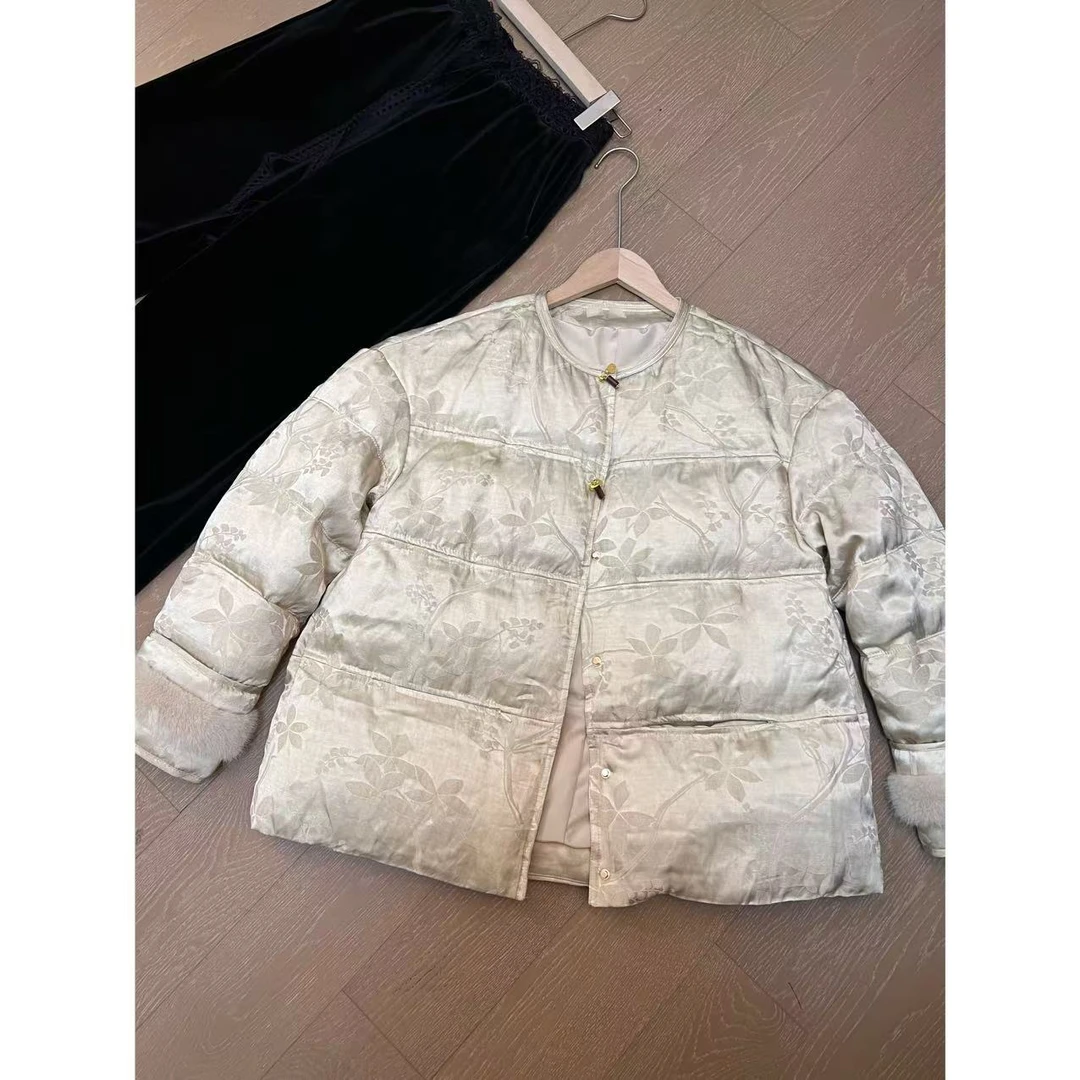 欧尼私服 提花国风羽绒服冬季香槟色年货外套2411B5710