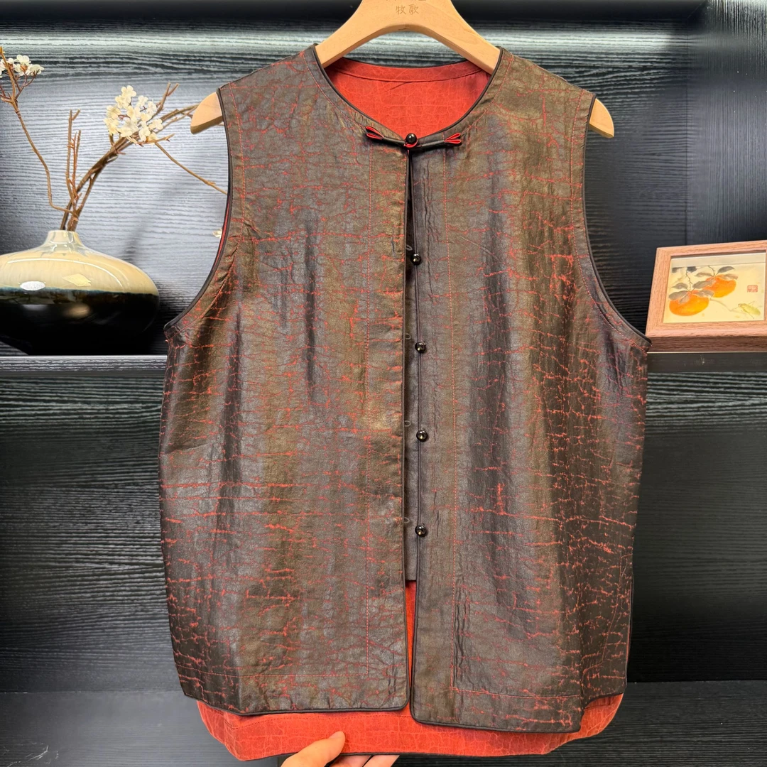 中式改良缎龟双面马甲2120