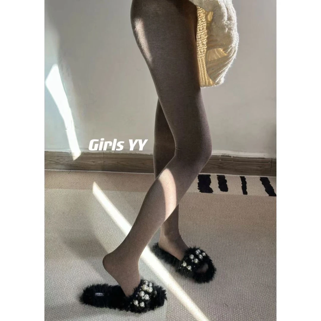 秋冬加绒连裤袜女外穿显瘦保暖深灰色咖色打底裤踩脚裤