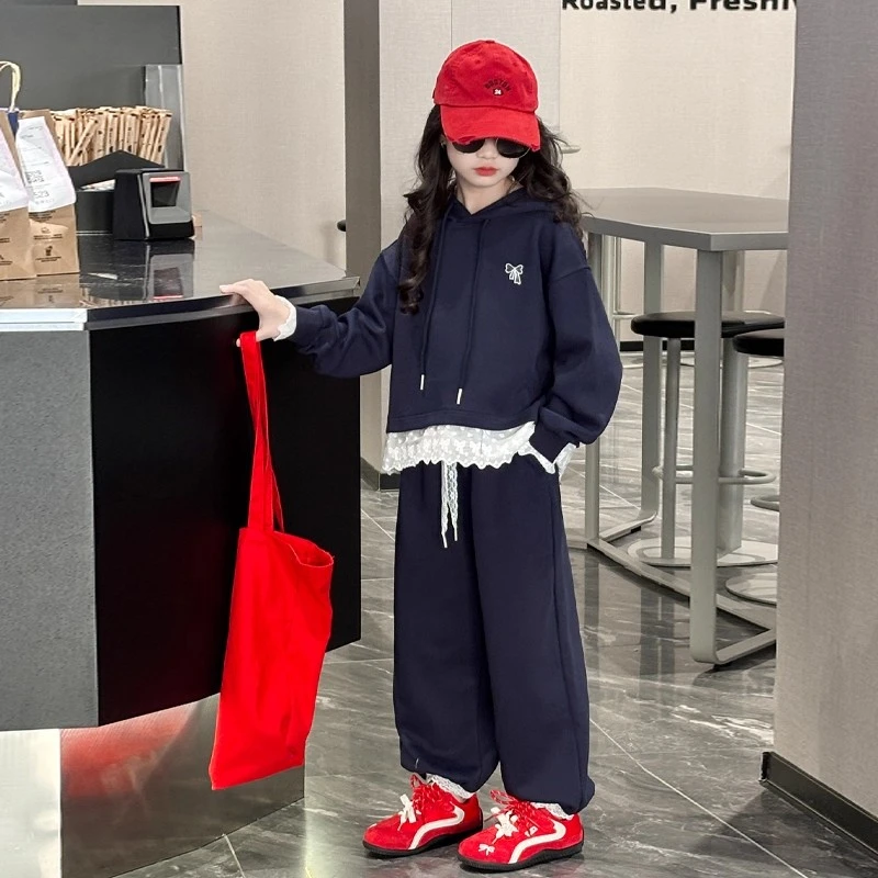女童早秋穿搭套装2025新款儿童秋装运动衣服女孩大童秋季连帽卫衣