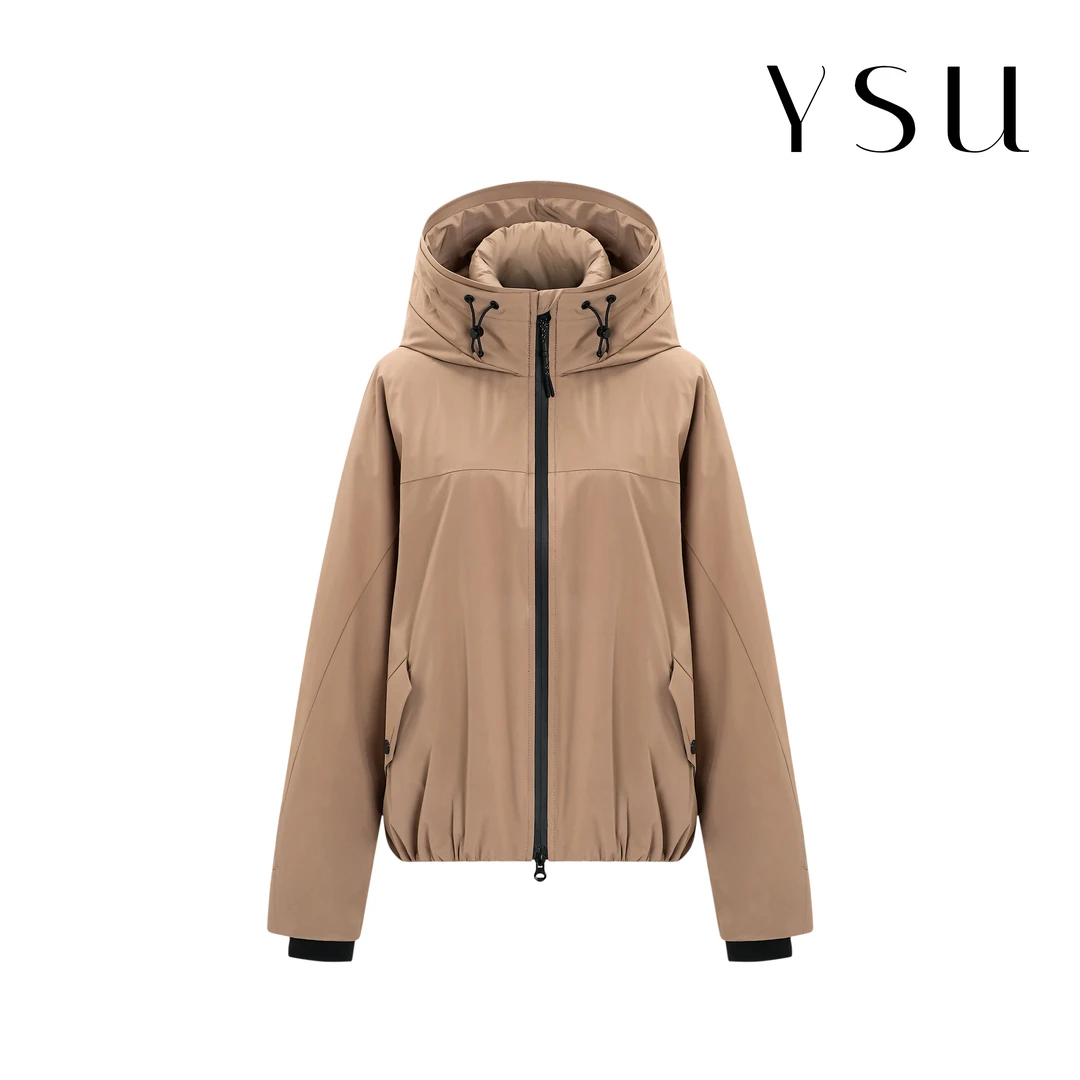 【YSU】连帽羽绒服女冬季短款收腰显瘦冲锋衣保暖外套Y304396