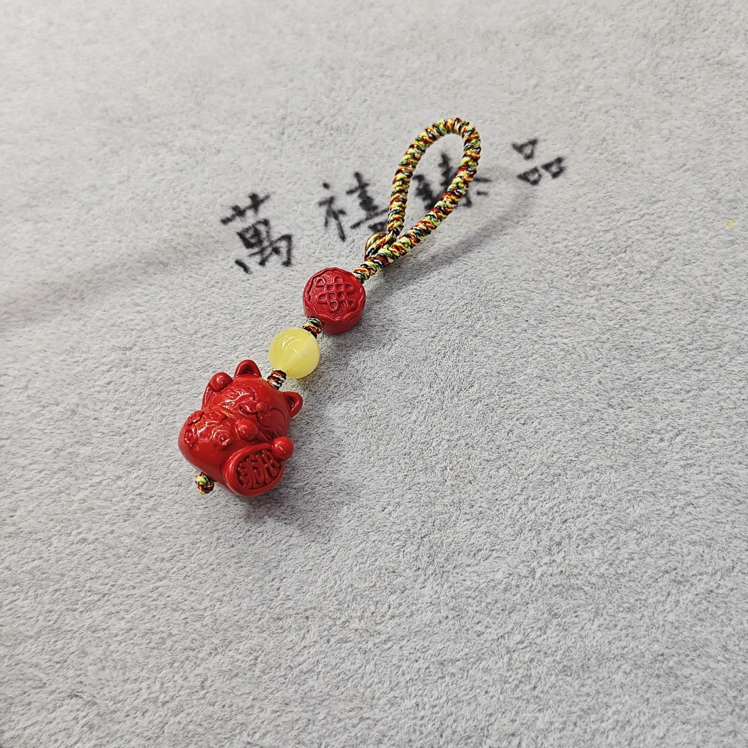 含辰砂工艺品猫猫中含量朱砂挂件G002 Zs