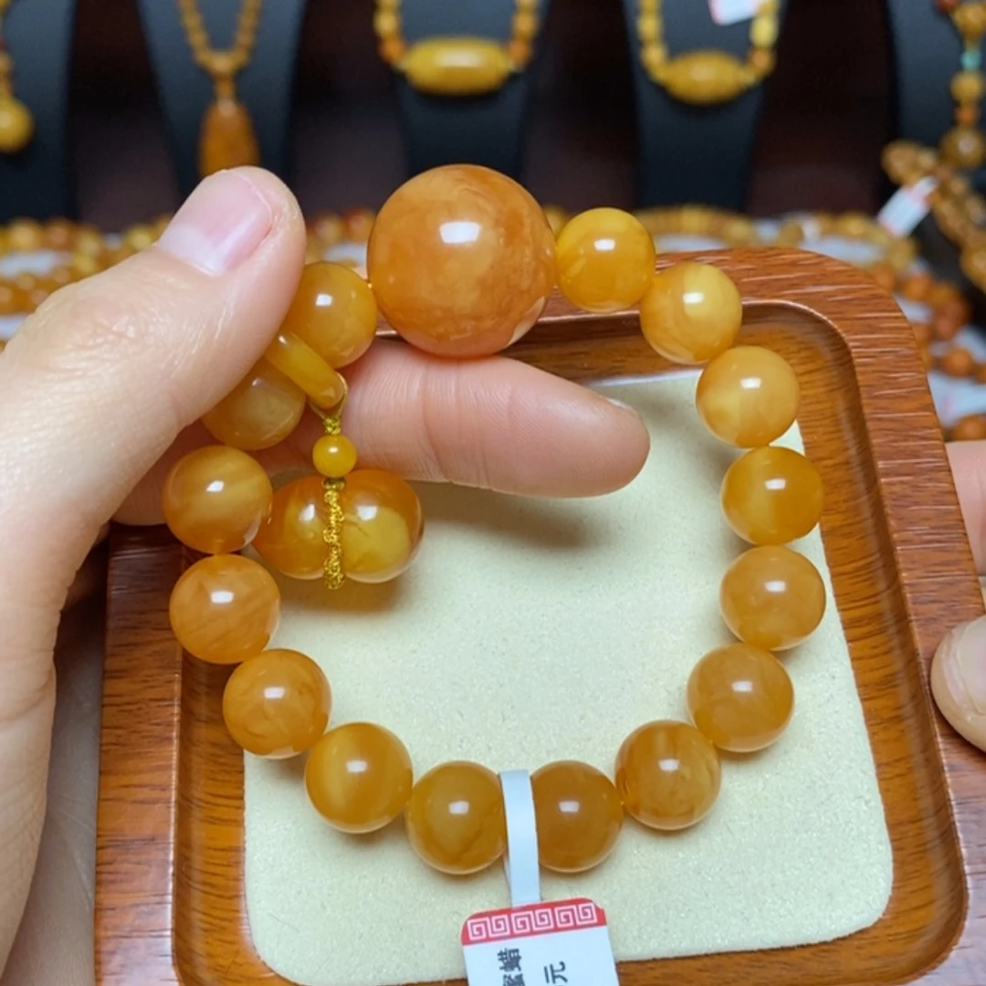 【闪购商品】未镶嵌蜜蜡手链顶珠18➕，小珠9➕