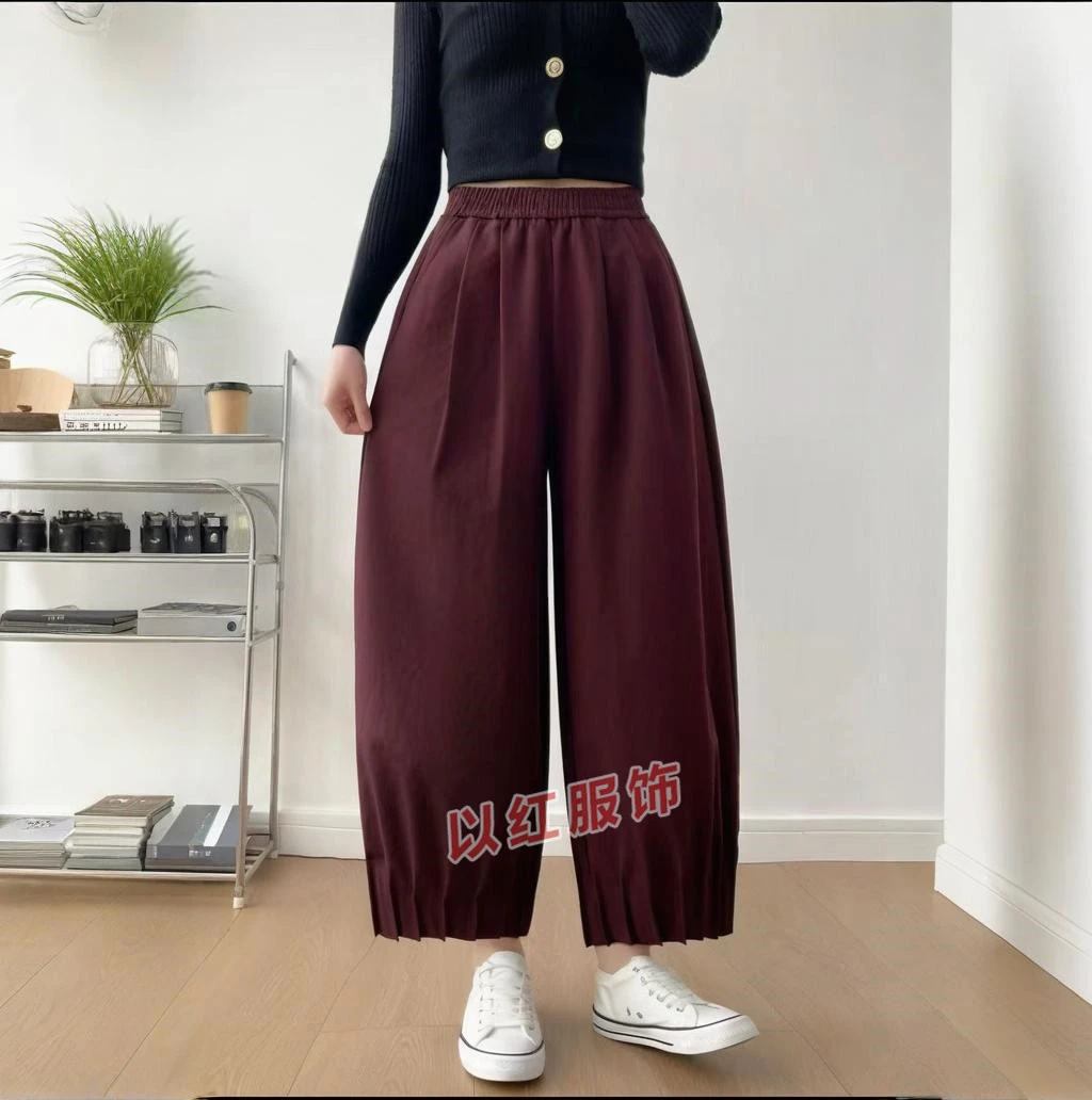 2025秋季新款百搭哈伦裤设计感纯色宽松灯笼裤松紧腰休闲女裤