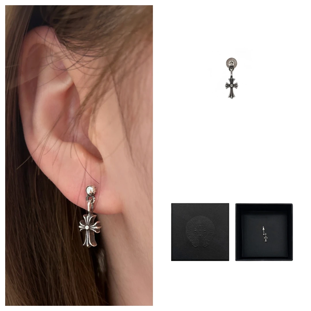 925银耳饰 Chrome Hearts 克罗心  925银Mini十字耳坠 耳钉