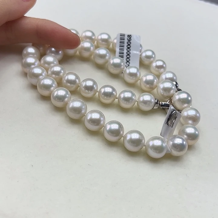 颈饰银S925镶嵌淡水珍珠➕10-11高品极光炫彩澳绿