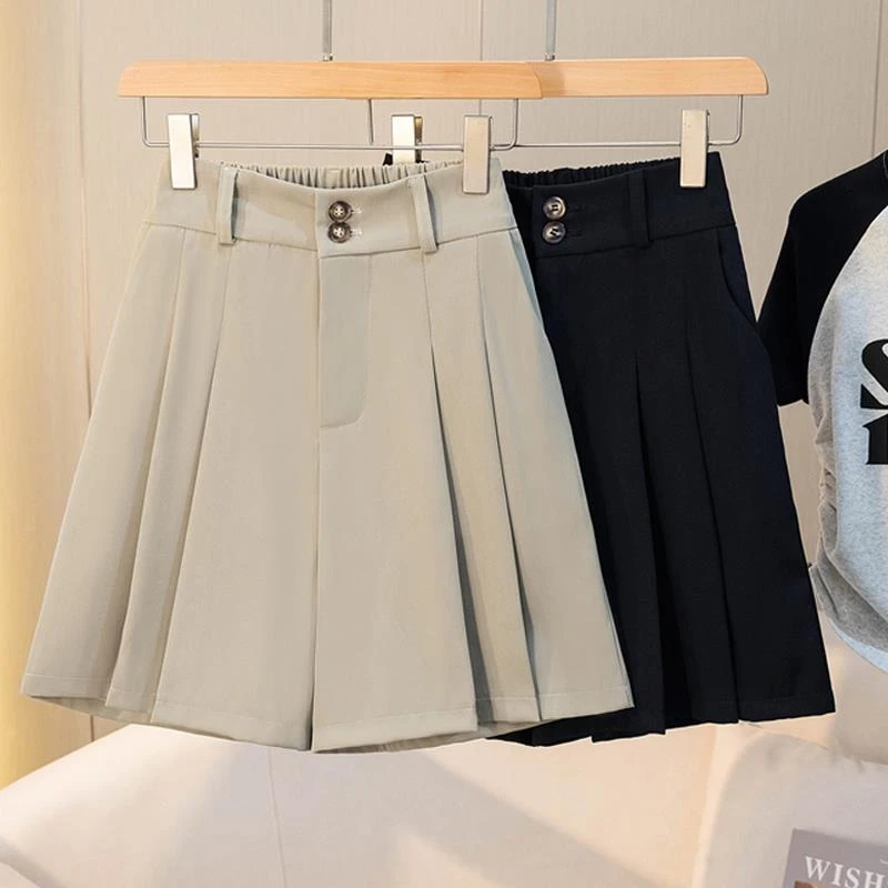 大码女夏装新款微胖mm洋气遮肉显瘦裙裤高腰阔腿宽松外穿西装短裤