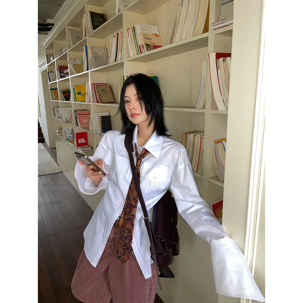 JCCC影子【圣音】白色收腰显瘦设计感衬衫JE5ABC10