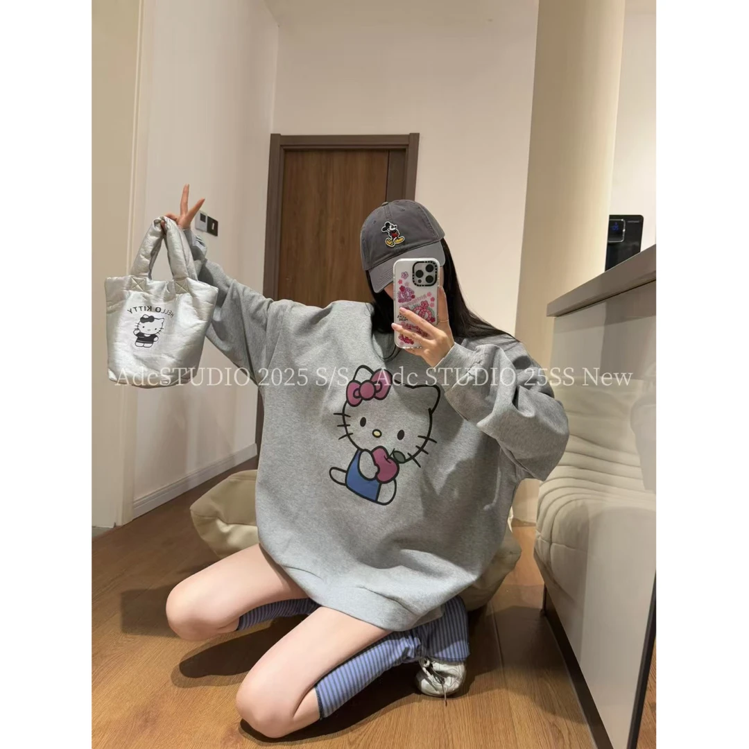 【春款kt猫卫衣-现货】2025東room春季新款韩版kt猫宽松垫肩卫衣女