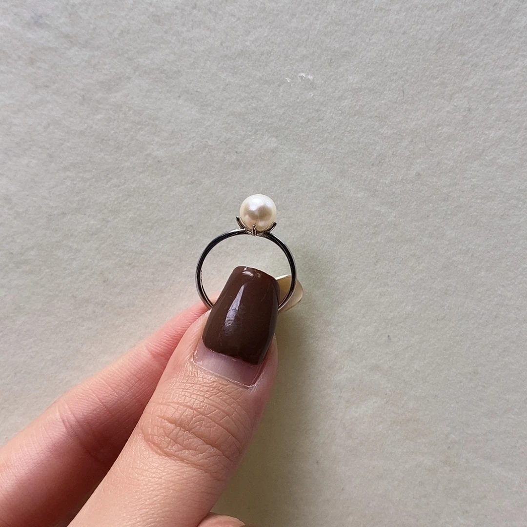 淡水珍珠戒指银S925镶嵌6.8mm