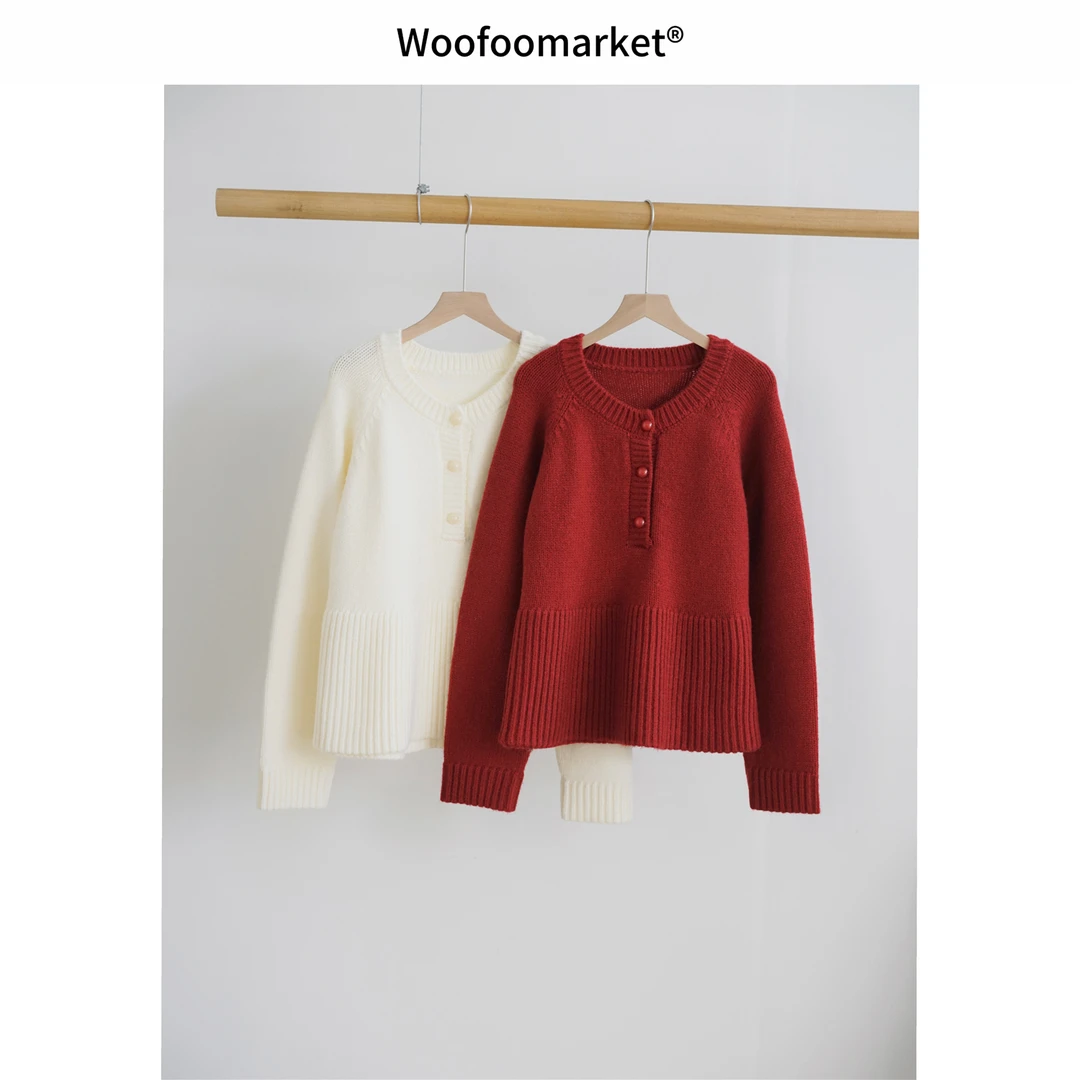 【海街日集】半开襟圆领长袖套头毛衣女冬季外穿 AWMY394