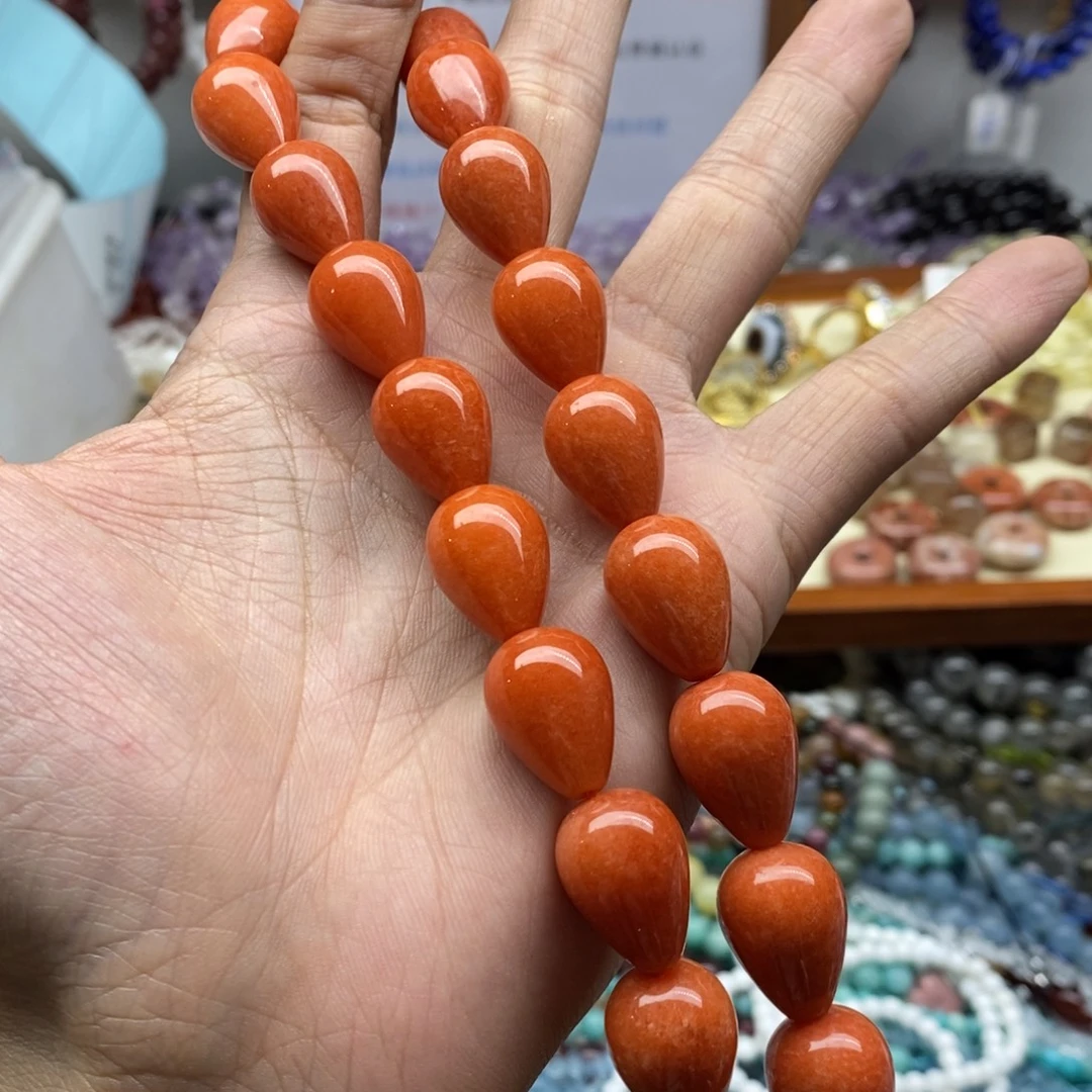 玛瑙/玉髓未镶嵌珠宝半成品一条天然13×18橙玉髓水滴A276