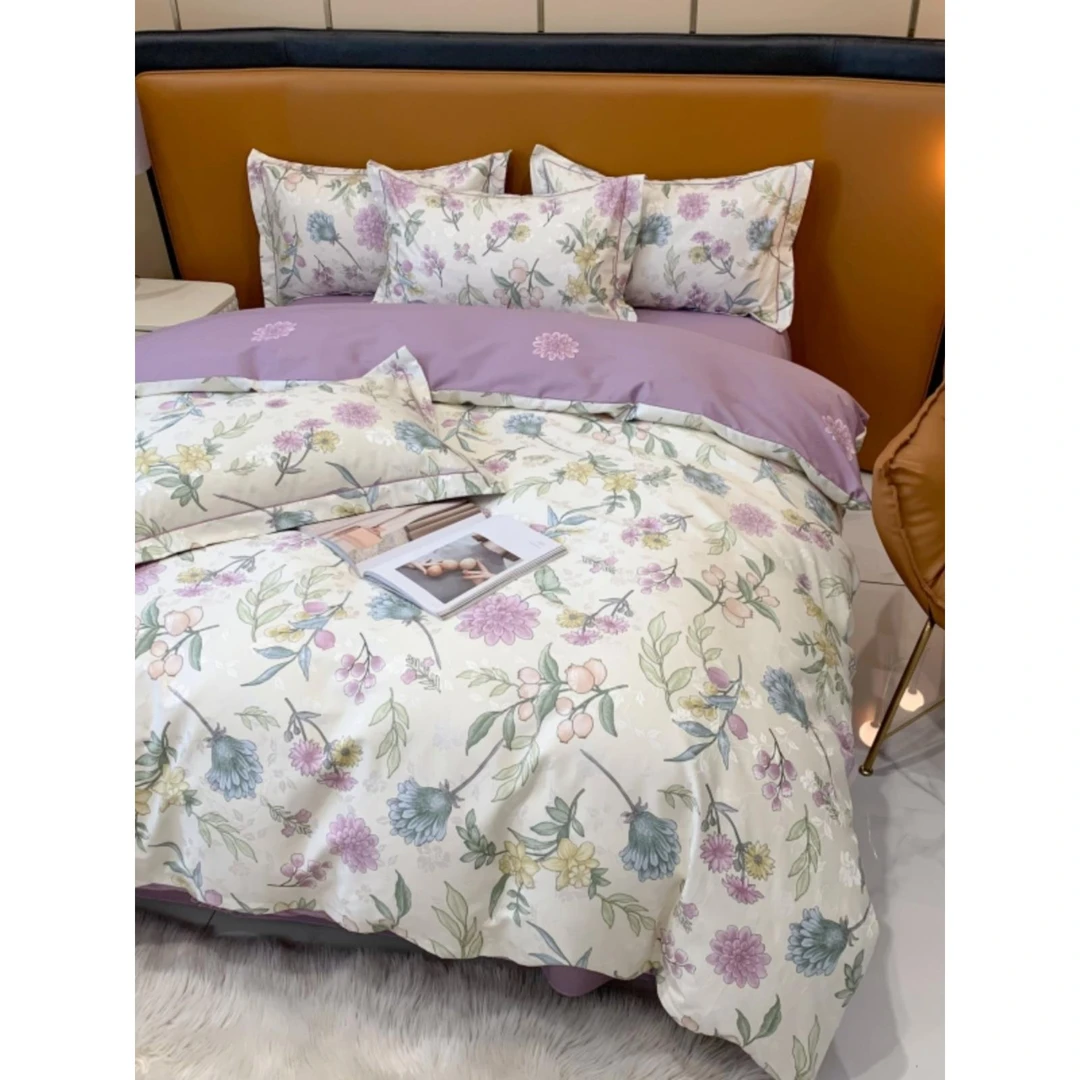 新疆长绒棉四件套加厚床单被套80支贡100粉色毛毛四件套