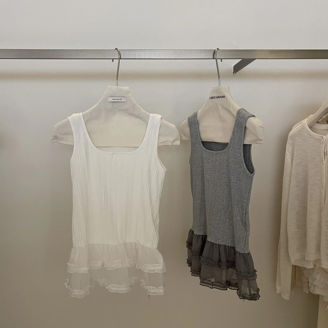 imiss@2113 韩系甜美百搭拼蕾丝吊带背心上衣 7-4