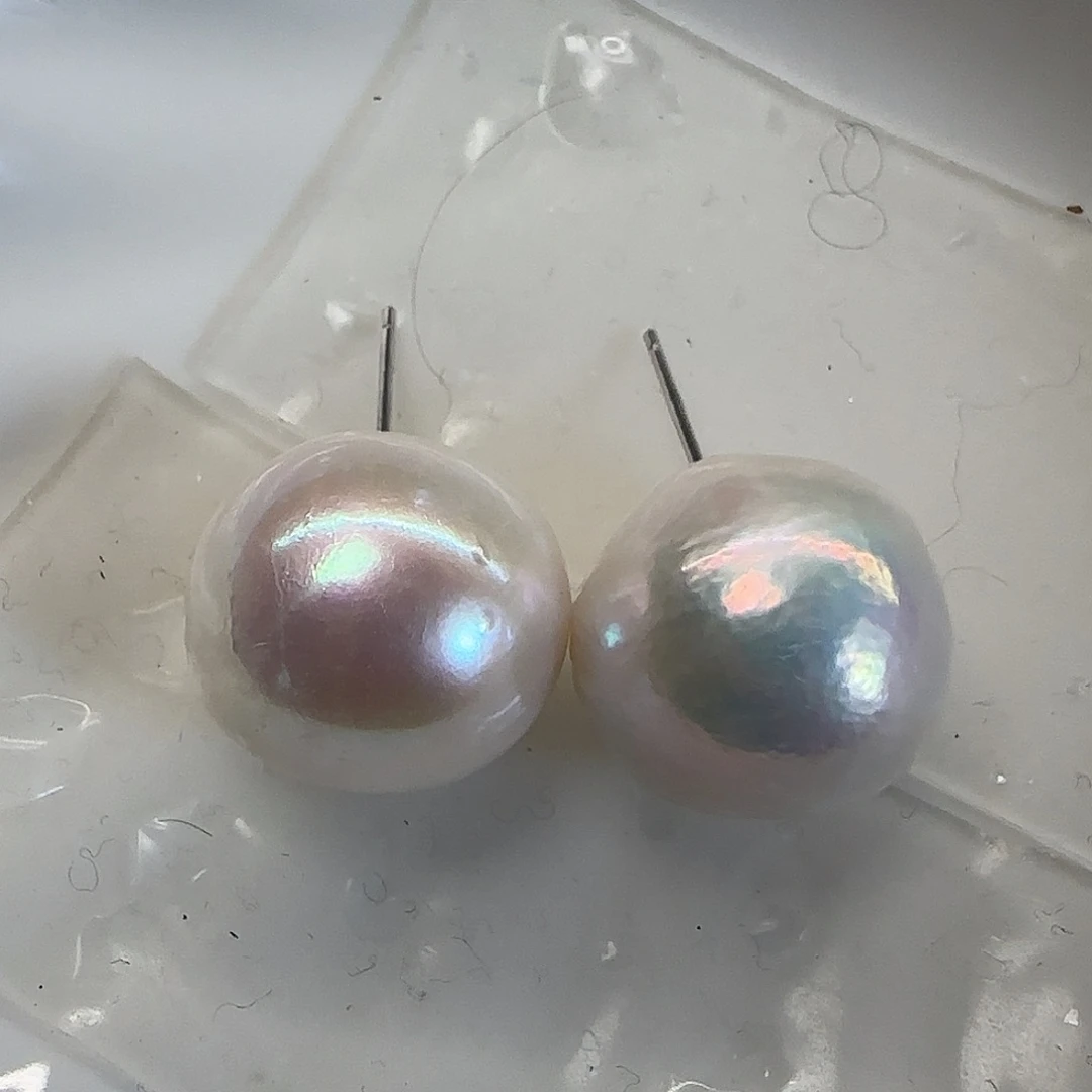 淡水珍珠耳饰银S925镶嵌恬*