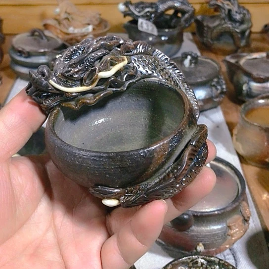 瓷片阿***加铁胎的龙杯子