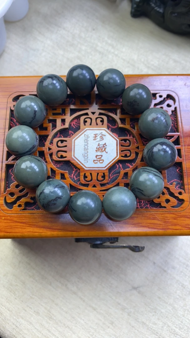 河磨玉断树林圆珠手串卡18mm 天然水草 多样性随机发一