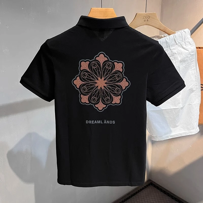 基密雷昂夏装短袖POLO衫男士休闲修身翻领T印花潮流帅气百搭半袖