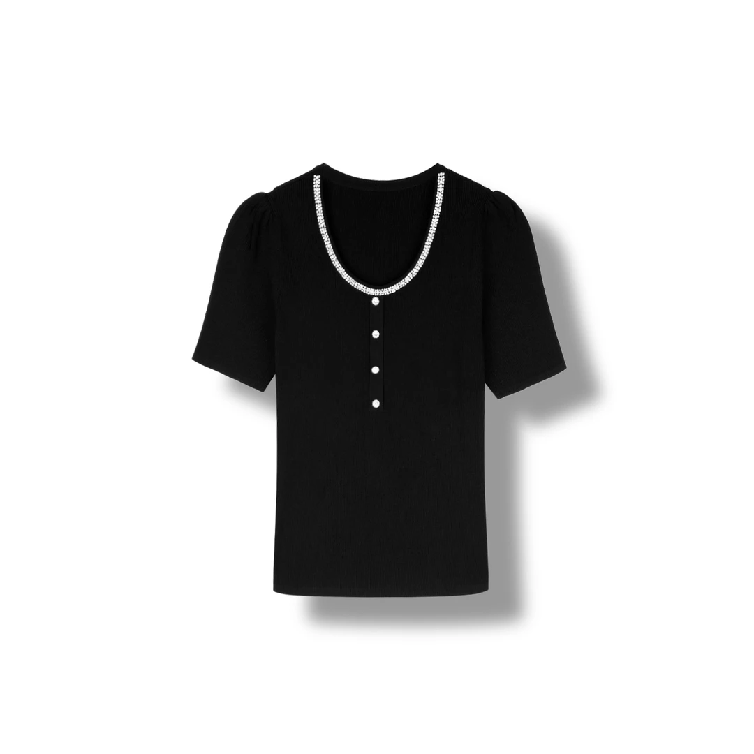 25s桑蚕丝混纺夏季新款时尚气质小香风冰丝针织衫-1149（25SS7030）