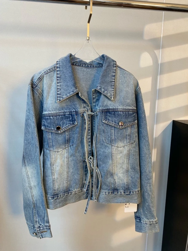 【MUMU】休闲复古Bling显瘦百搭烫钻牛仔外套6398