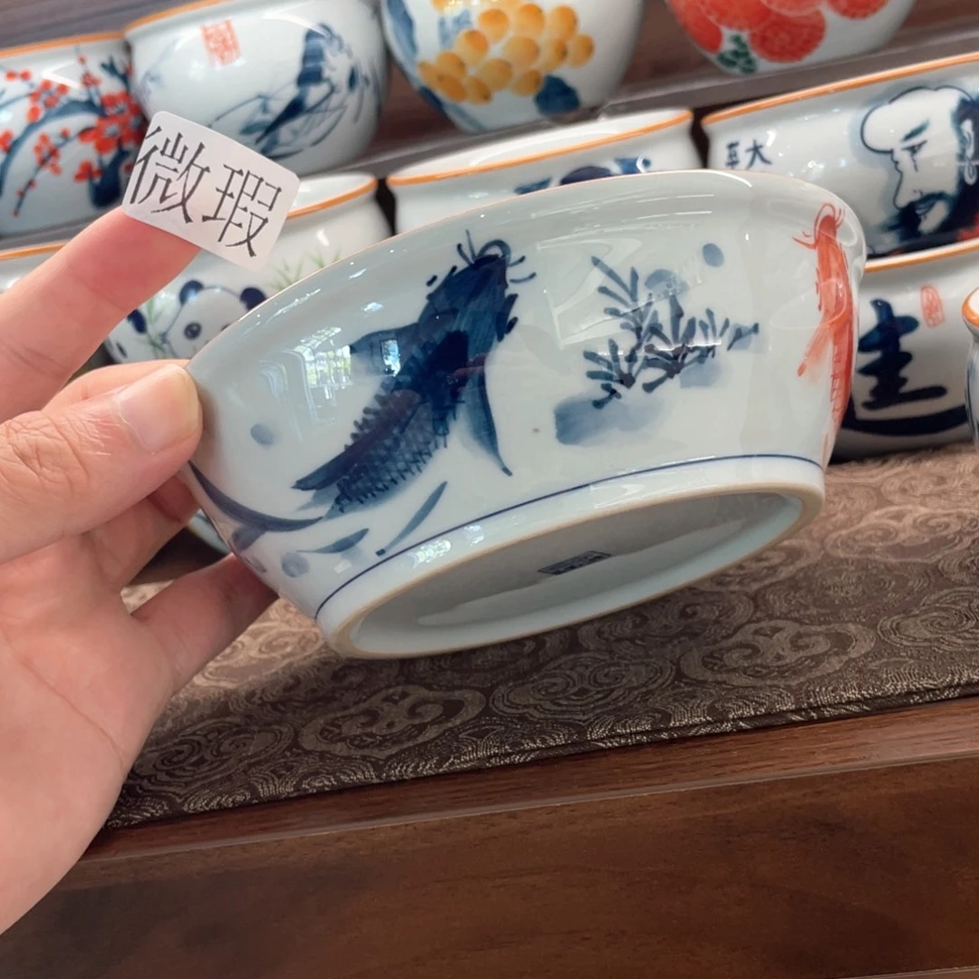 釉下手绘茶具微瑕