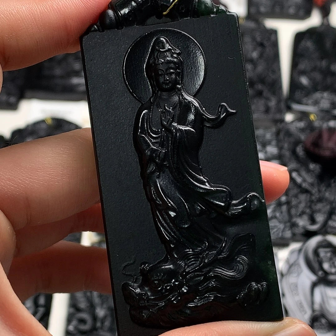 天然缅甸a货钢琴黑挂件