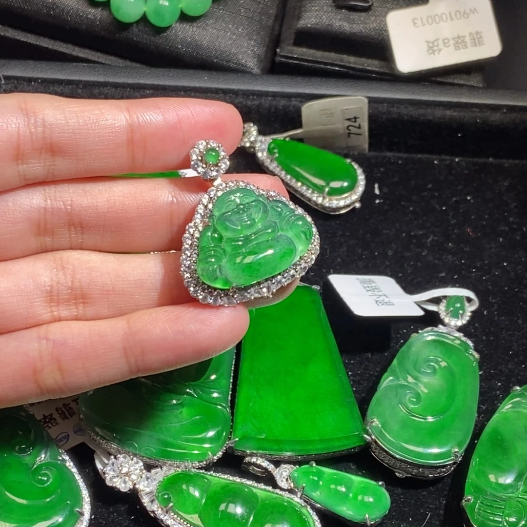 翡翠银S925镶嵌吊坠(不含链)