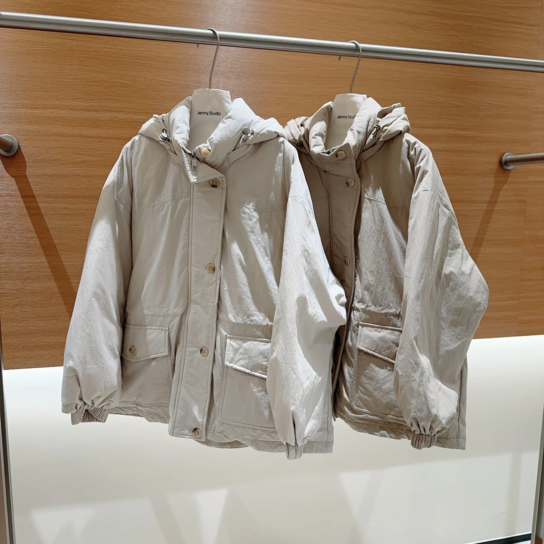 秋冬新款工装宽松羽绒厚外套连帽1105