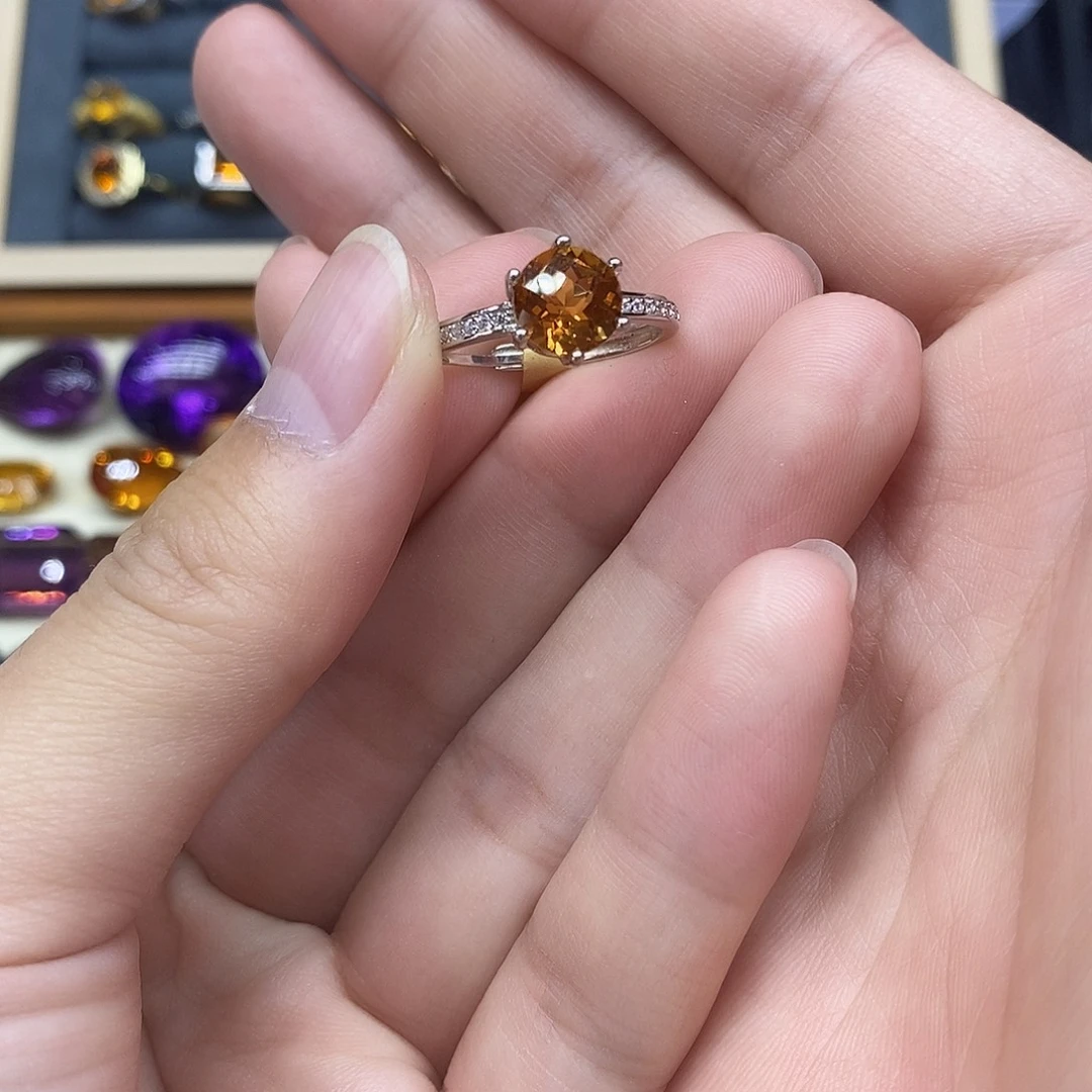 珠宝半成品银S925镶嵌黄晶