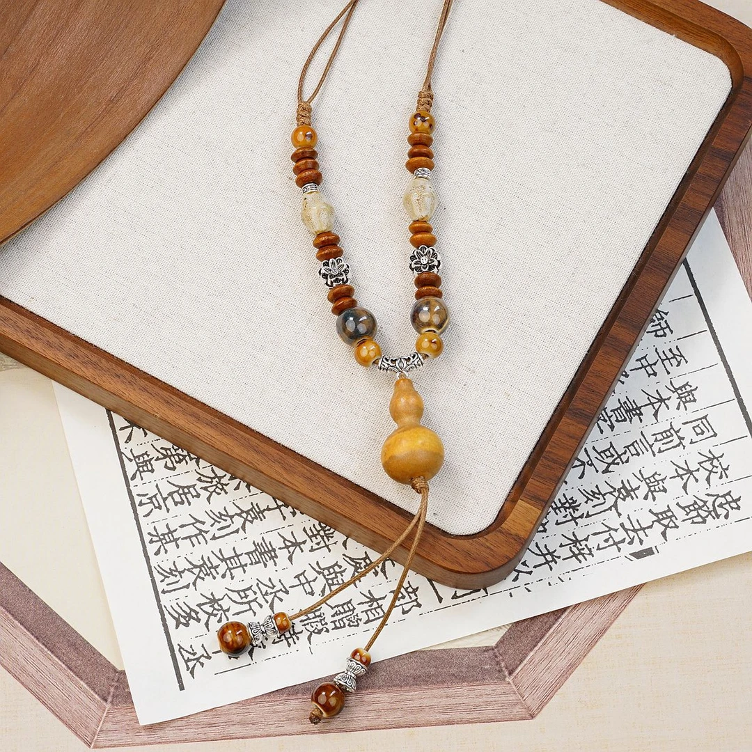 非金属陶瓷项链 2025新款 名族风景德镇陶瓷葫芦项链配饰 HY188