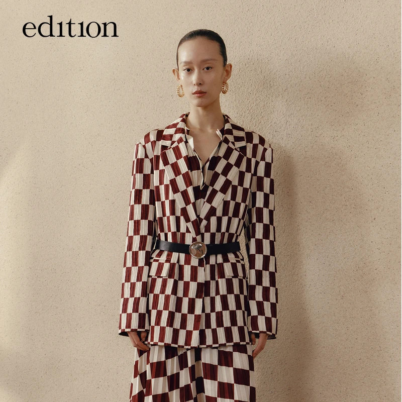【金拐子专属】edition复古红白棋盘格绅士压褶西服#EBB3BLAT06