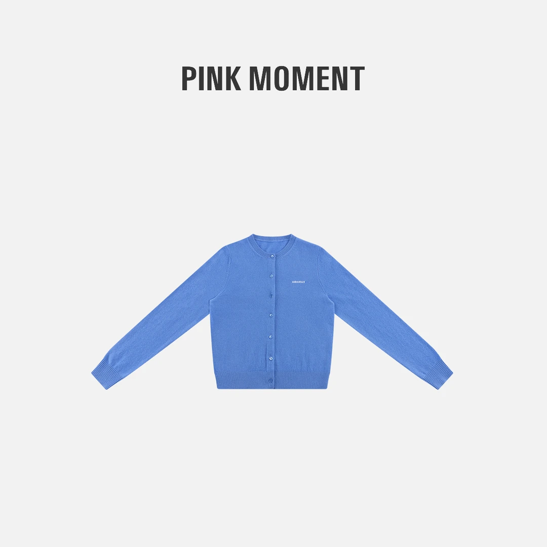 PM王囡囡  宝石蓝绵羊毛长袖针织开衫 NC1D0931