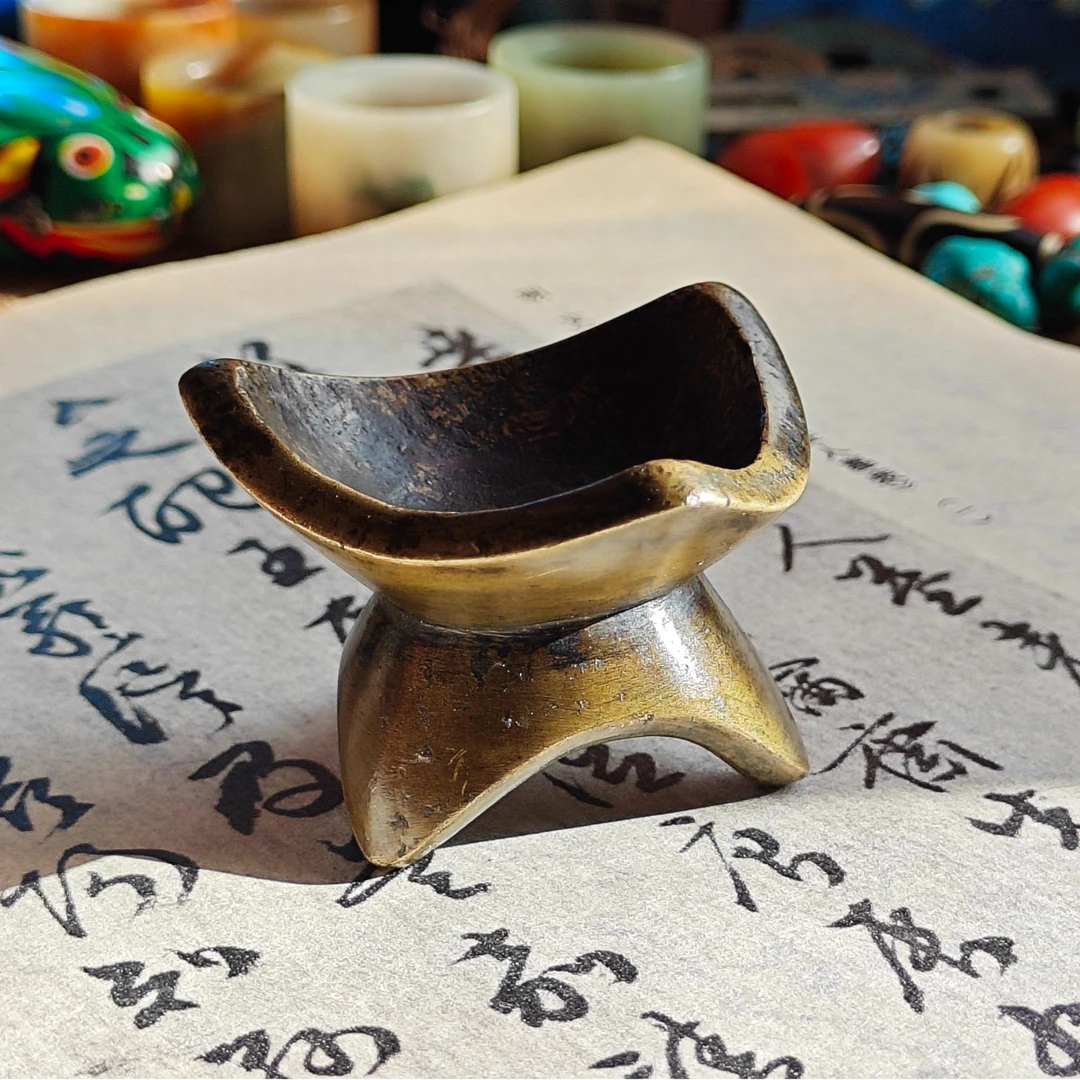 茶具盖置 宽52厘米 年份铜盖置 茶道茶具茶宠