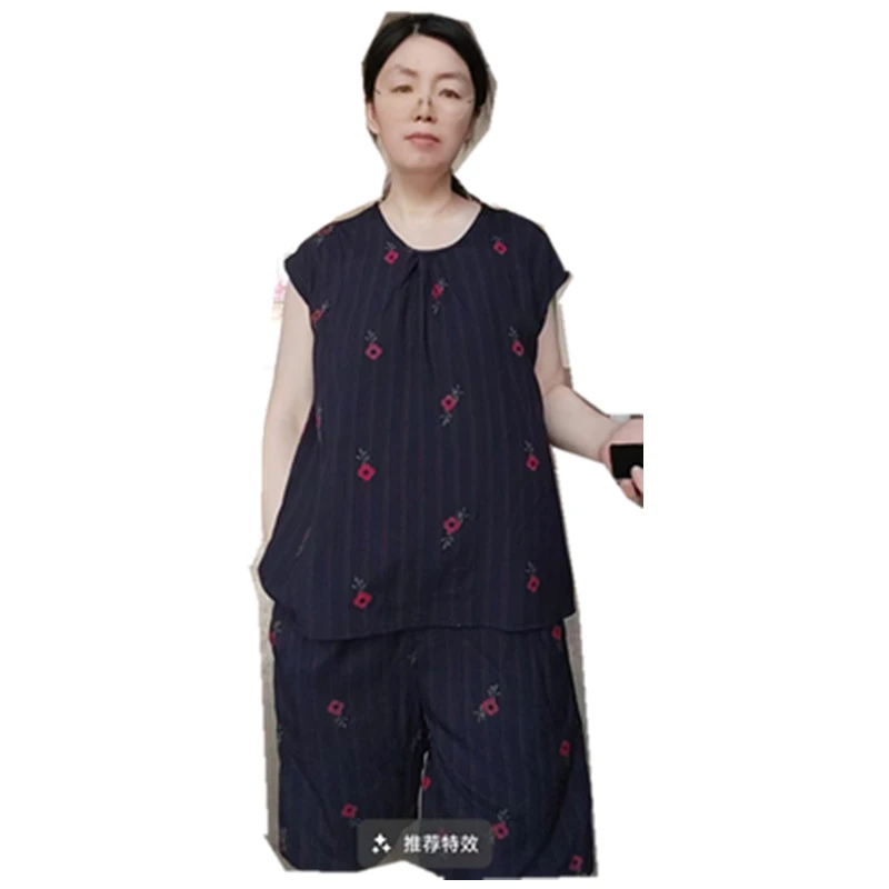 新中式时尚套装加大短裤高街穿搭城市轻运动风人造棉套头衫短裤