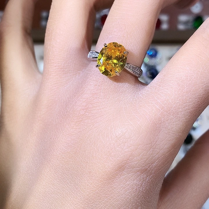 925银金丝雀黄戒指白911