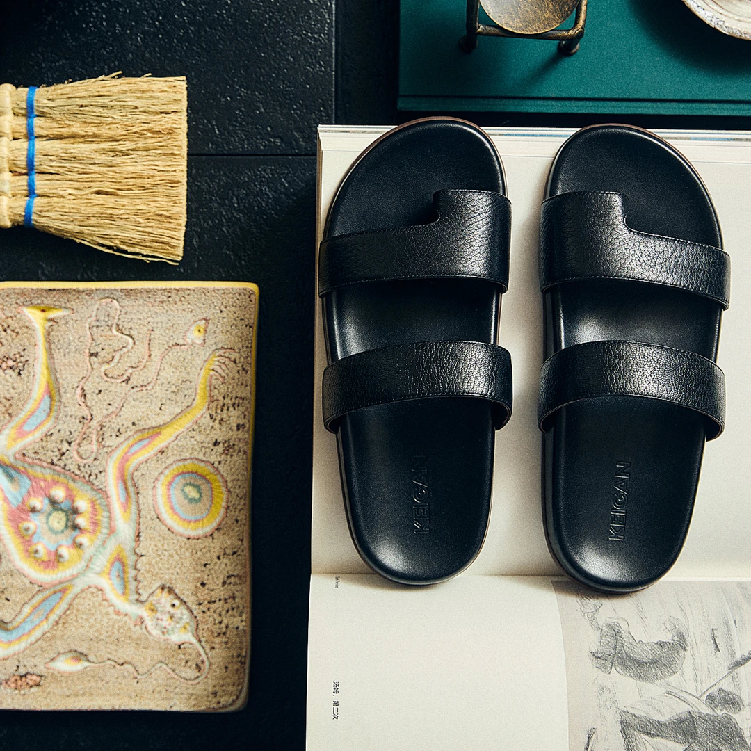 开间/极简ROW风柔软真皮羊皮 时髦一字带套趾沙滩平底二舅拖时尚