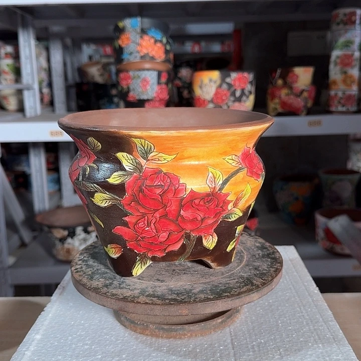 花盆红泥景德镇陶瓷学院瑕疵哦