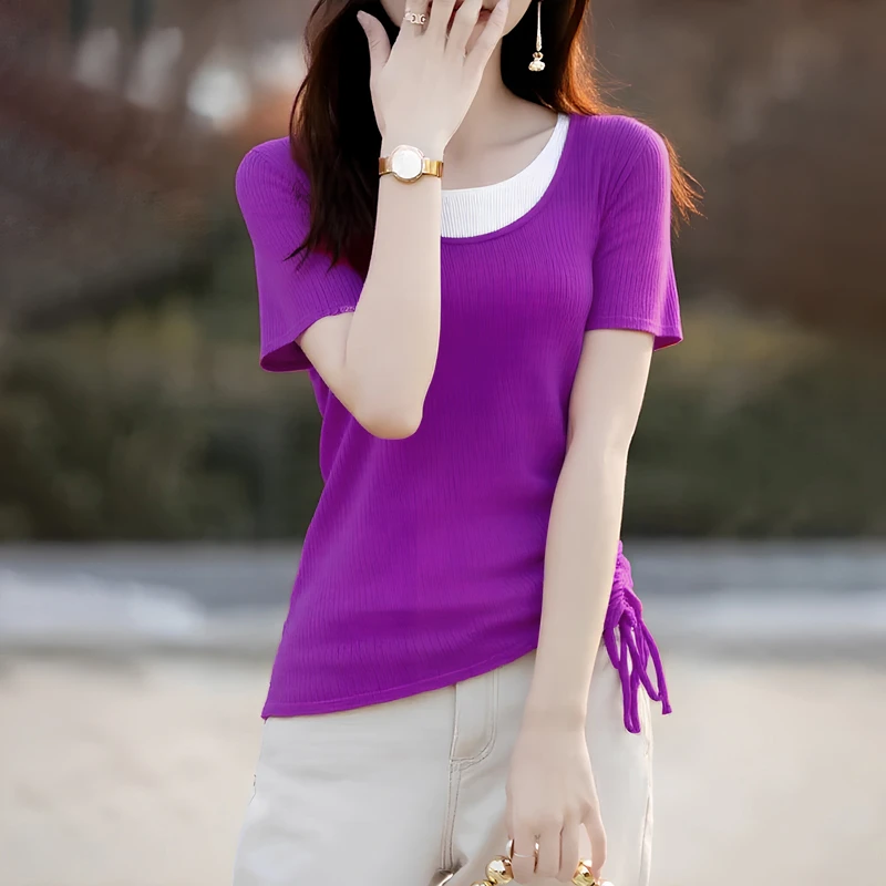 【301-399】冰凉透气薄款莱赛尔烫钻工艺女装