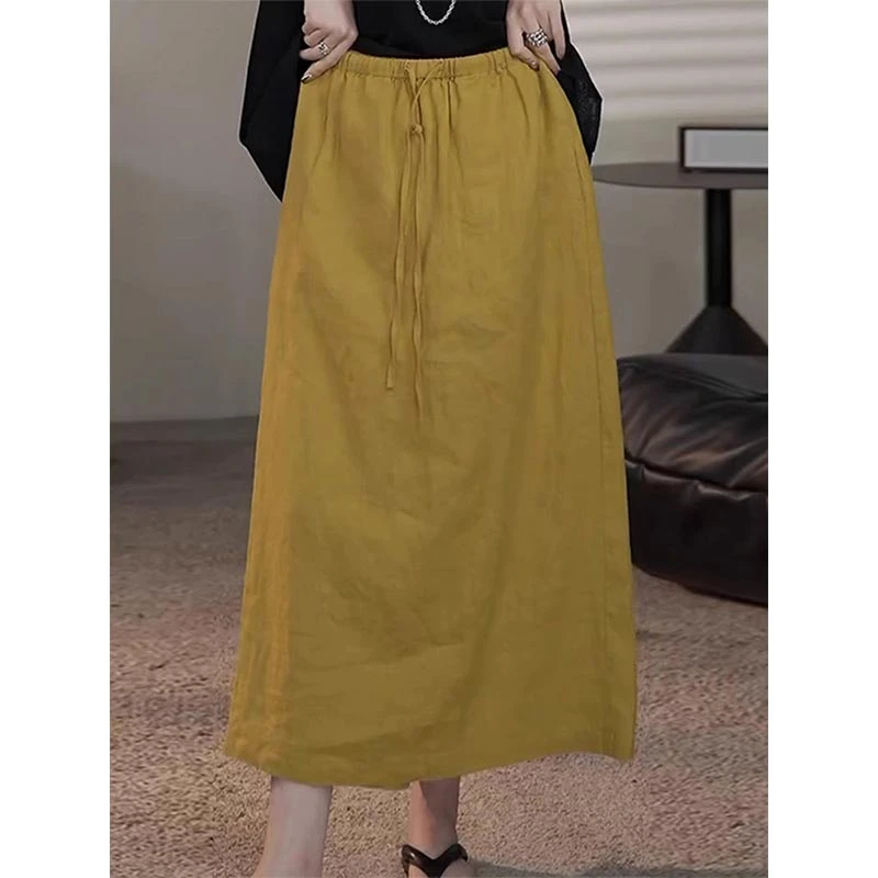 2025年夏季新款女装半身裙纯色长裙气质温柔甜美风设计感简约潮款