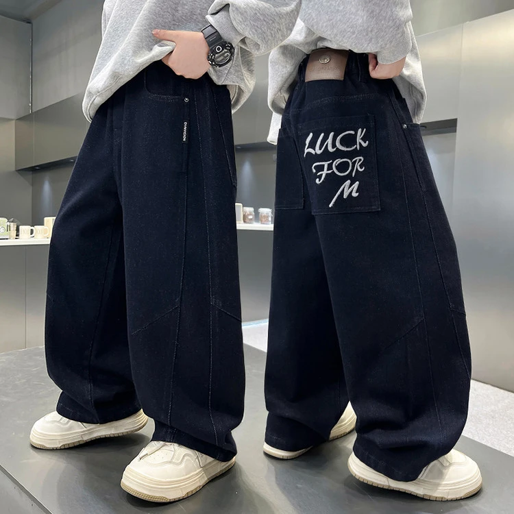 小孩复古牛仔裤痞帅男童裤子春秋季中大童2025秋季新款直筒牛仔裤