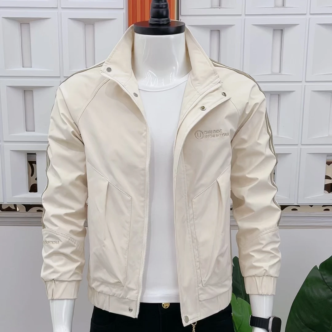 2025春秋爆款时尚轻奢简约时尚立领夹克气质休闲百搭帅气男士外套